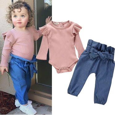 Pantalon Leggings 4PCS Newborn Infant Baby Girl Outfits Clothes Set Ange Body 